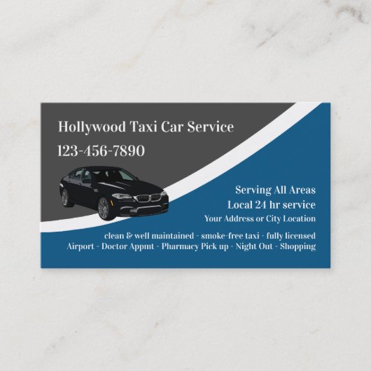 Luxury Taxi Car Service Visitekaartjes (Voorkant)