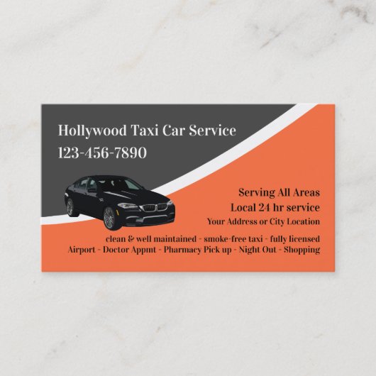 Luxury Taxi Car Service Visitekaartjes (Voorkant)