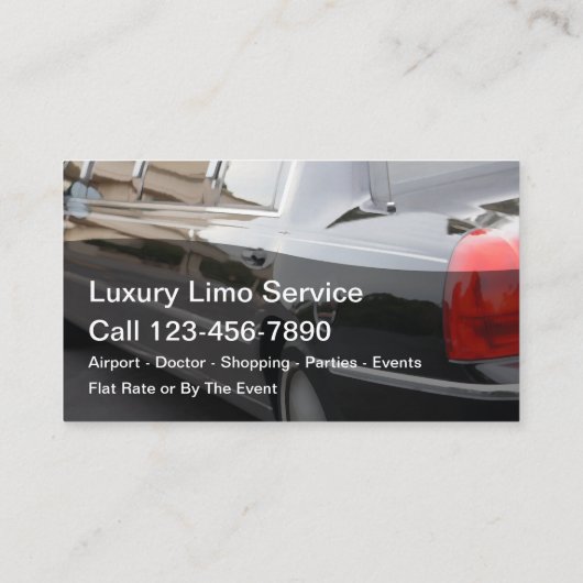 Luxury Taxi Limousine Service Two Side Design Visitekaartje (Achterkant)