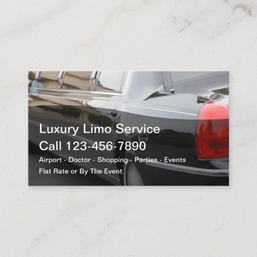 Luxury Taxi Limousine Service Two Side Design Visitekaartje (Voorkant)