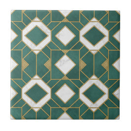 Luxury Teal and Gold Art Deco Geometric Seamless Tegeltje