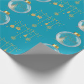 Luxury Teal Blue & Gold Bauble Christmas Cadeaupapier (Hoek)