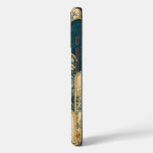 Luxury Teal & Gold Floral Pattern iPhone Case (Achterkant / Links)
