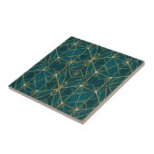 Luxury Teal & Gold Symmetrical Geometric Seamless  Tegeltje (Zijkant)