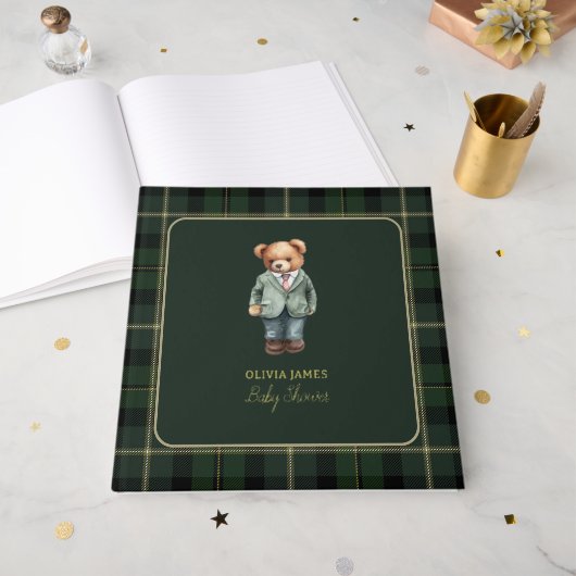 Luxury teddy bear baby shower gastenboek (Voorkant open)