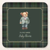 Luxury teddy bear baby shower kartonnen onderzetters (Voorkant)