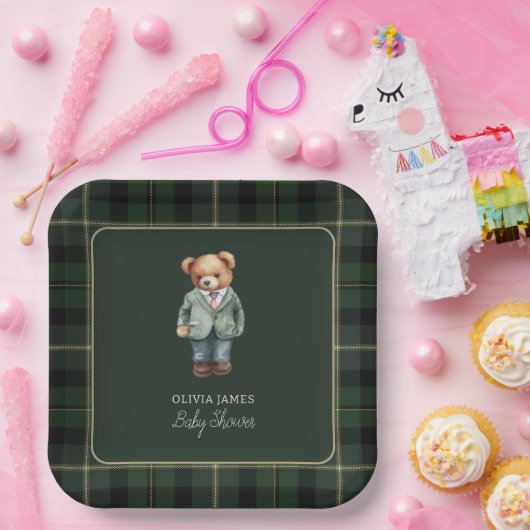 Luxury teddy bear baby shower papieren bordje (Feest)