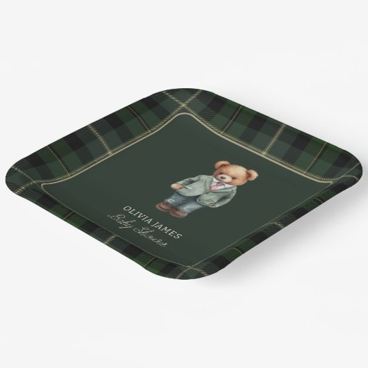 Luxury teddy bear baby shower papieren bordje (Gebogen)