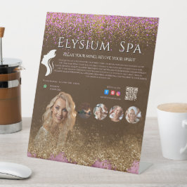 Luxury Terracotta Gold Spa Beauty Wellness QR  Reclamebord Met Voetstuk