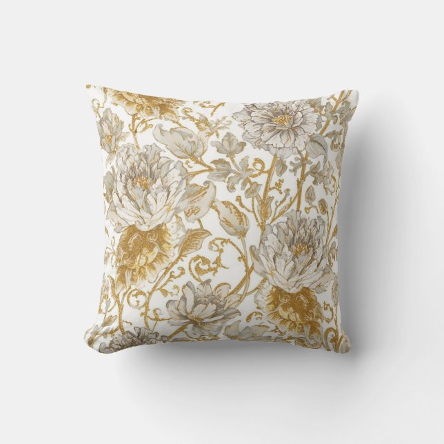 Luxury,The Beauty of Blooming Gold Flowers Patter Kussen (Voorkant)