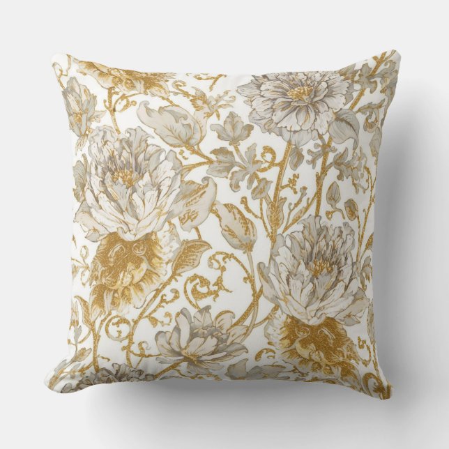 Luxury,The Beauty of Blooming Gold Flowers Patter Kussen (Voorkant)