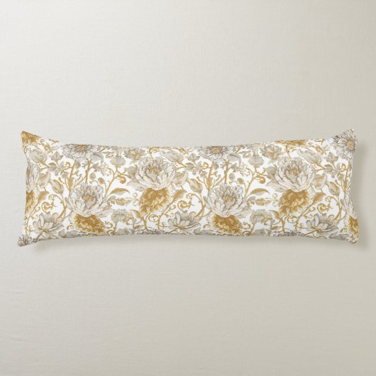 Luxury,The Beauty of Blooming Gold Flowers Pattern Lichaamskussen (Voorkant)