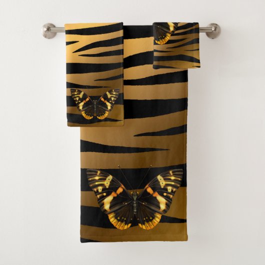 Luxury Tiger Butterfly Trendy Line Bad Handdoek (Insitu)