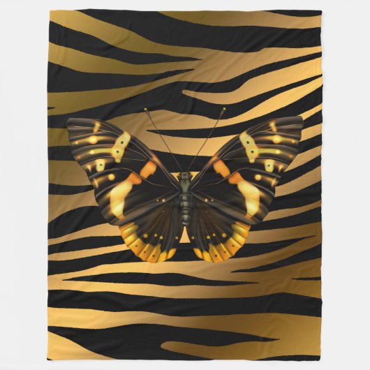 Luxury Tiger Butterfly Trendy Line Fleece Deken (Voorkant)