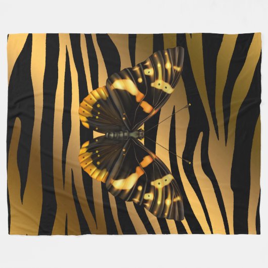 Luxury Tiger Butterfly Trendy Line Fleece Deken (Voorkant (Horizontaal))