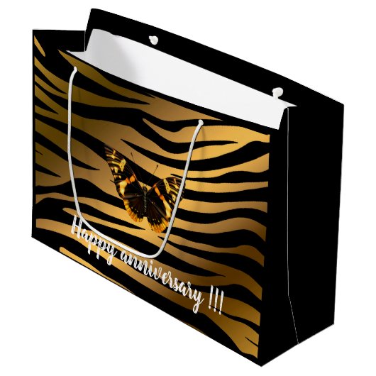Luxury Tiger Butterfly Trendy Line Groot Cadeauzakje (Voorkant Gekanteld)