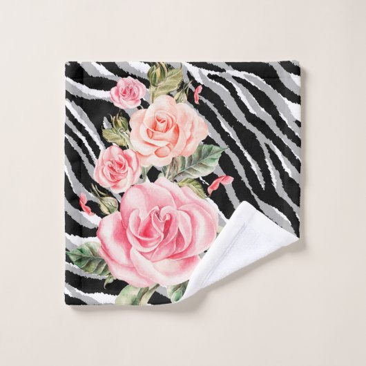 Luxury Tiger Roos Trendy Line Bad Handdoek (Wasdoekje)