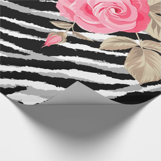 Luxury Tiger Roos Trendy Line Cadeaupapier (Hoek)