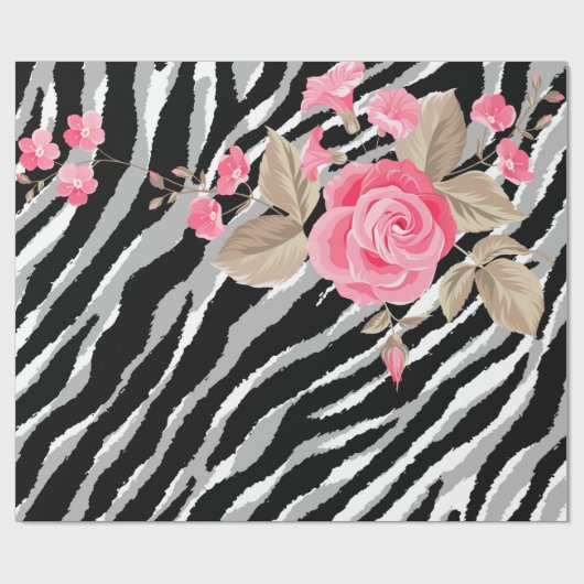 Luxury Tiger Roos Trendy Line Cadeaupapier (Vlak)