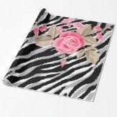 Luxury Tiger Roos Trendy Line Cadeaupapier (Uitgerold)