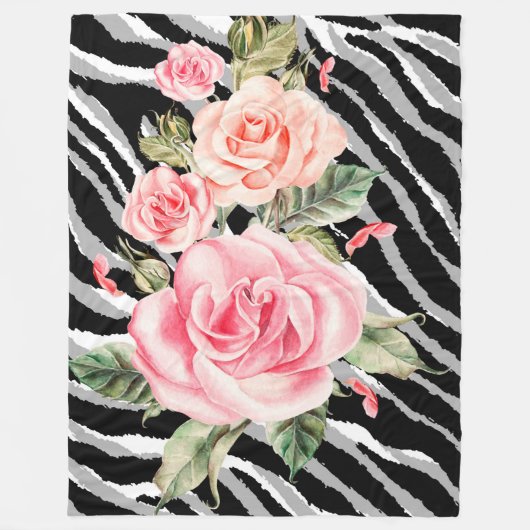 Luxury Tiger Roos Trendy Line Fleece Deken (Voorkant)