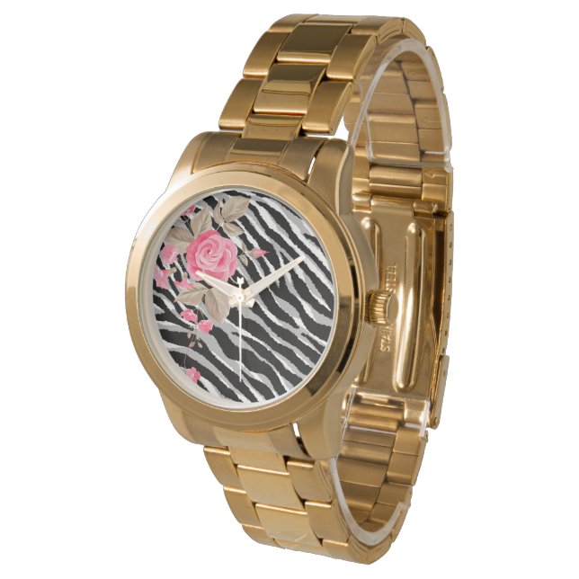Luxury Tiger Roos Trendy Line Horloge (Gekanteld)