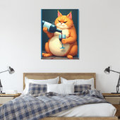 Luxury Tipsy Cat Modern Art Illustration Canvas Afdruk (Insitu (Slaapkamer))