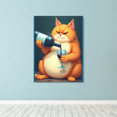 Luxury Tipsy Cat Modern Art Illustration Canvas Afdruk (Insitu (Houten vloer))