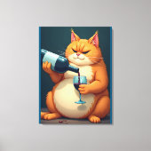 Luxury Tipsy Cat Modern Art Illustration Canvas Afdruk (Voorkant)