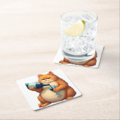 Luxury Tipsy Cat Modern Art Illustration Kartonnen Onderzetters (Insitu)