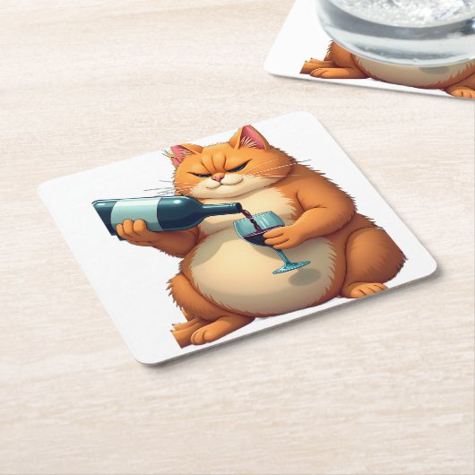 Luxury Tipsy Cat Modern Art Illustration Kartonnen Onderzetters (Schuin)