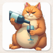 Luxury Tipsy Cat Modern Art Illustration Kartonnen Onderzetters (Voorkant)