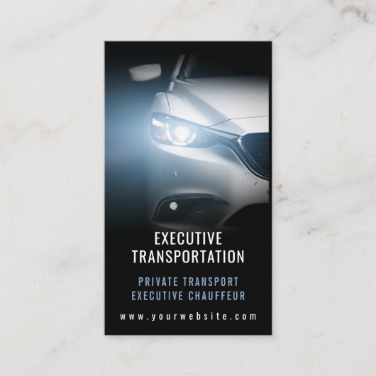 Luxury Transport Car QR Code Blue & Black Visitekaartje (Voorkant)