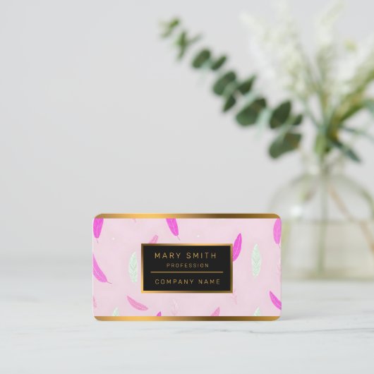 Luxury Trendy Feathers Boho Collection Visitekaartje (Staand voorkant)