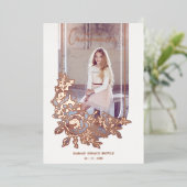 Luxury Trendy Floral My First Holy Communion Photo Folie Uitnodiging (Staand Voorkant)