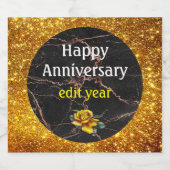 Luxury Trendy Marble Pink Black - Aanpassen Sparkling Wijnetiket (Enkel label)