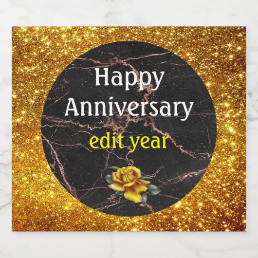 Luxury Trendy Marble Pink Black - Aanpassen Sparkling Wijnetiket (Enkel label)