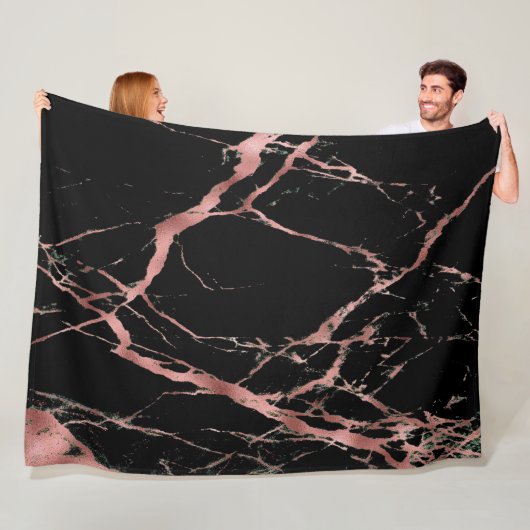 Luxury Trendy Pink Black Marble Fleece Deken (In situ)