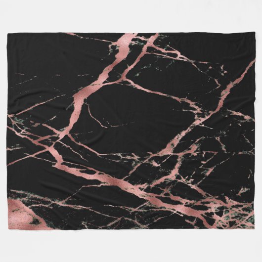 Luxury Trendy Pink Black Marble Fleece Deken (Voorkant (Horizontaal))
