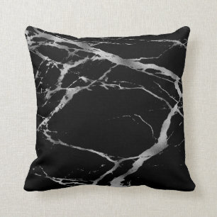 Luxury Trendy Silver Black Marble Cotton Kussen