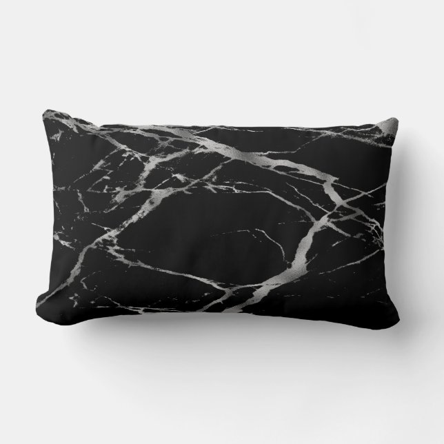 Luxury Trendy Silver Black Marble Cotton Kussen (Voorkant)