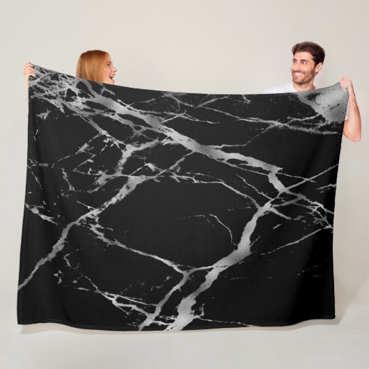 Luxury Trendy Silver Black Marble Fleece Deken (In situ)