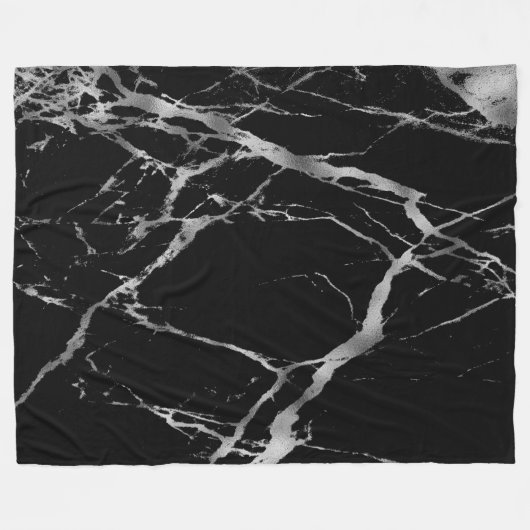 Luxury Trendy Silver Black Marble Fleece Deken (Voorkant (Horizontaal))