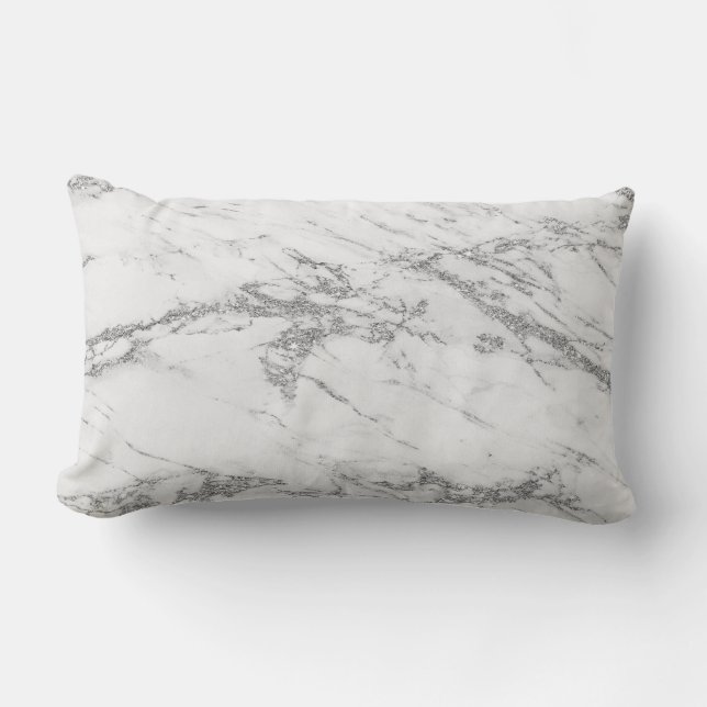 Luxury Trendy Silver Glitter Marble Cotton Throw P Kussen (Voorkant)