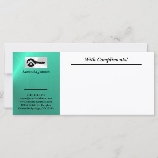 Luxury Turquoise Black Key With Compliments Slip (Voorkant)