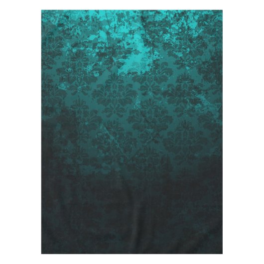 Luxury Turquoise Damask Tafelkleed (Voorkant)