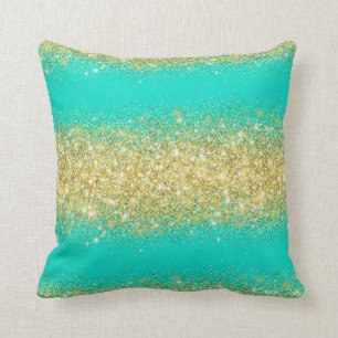 Luxury Turquoise Gold Glitter Kussen