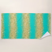 Luxury Turquoise Gold Glitter Strandlaken (Voorkant)