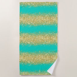 Luxury Turquoise Gold Glitter Strandlaken