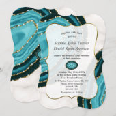 Luxury Turquoise Waterverf Agate Pearls Wedding Kaart (Voorkant / Achterkant)